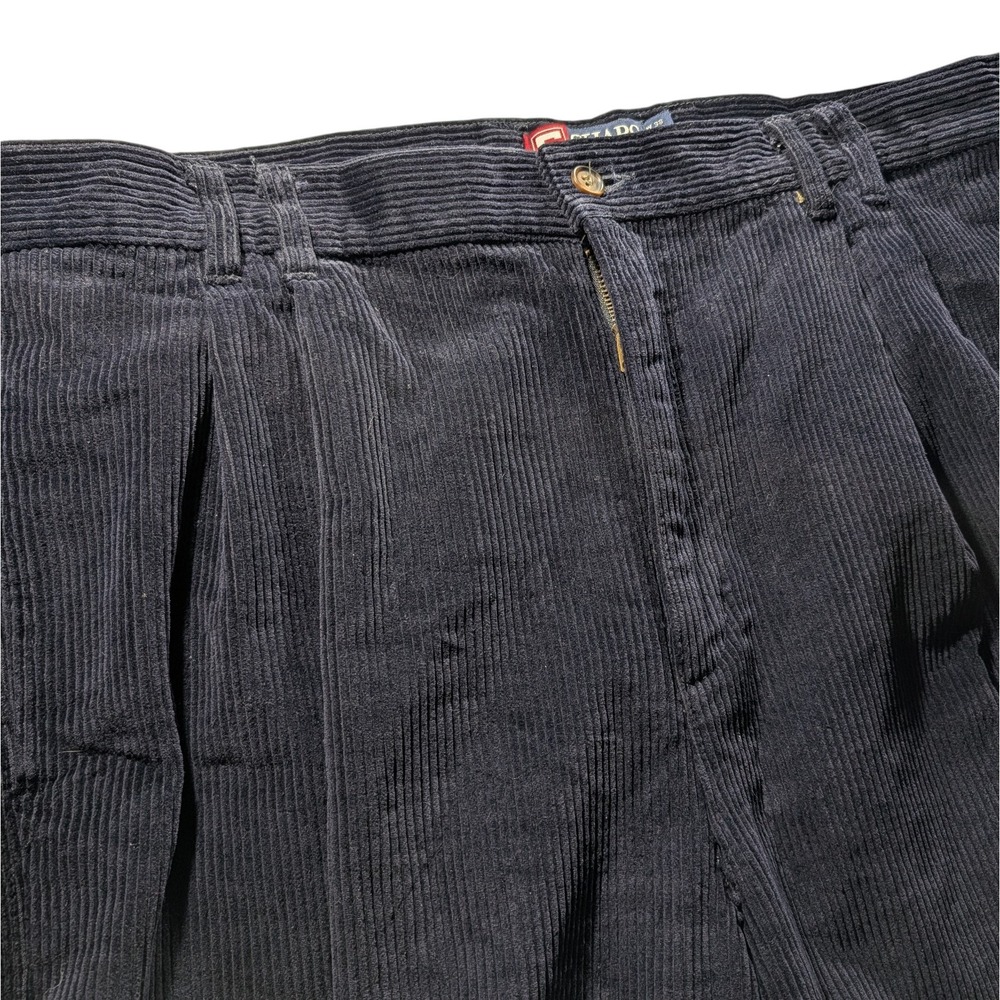 Ralph‎ Lauren Chaps Corduroy Pants Navy Blue Double Pleated Wide Wale  Mens 38